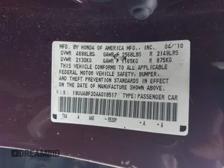 2010 Acura TL z VIN 19UUA8F20AA018517, wystawiony jako IAAI lot #41534748 z przebiegiem Nie podano mil oraz . Historia ofert i sprzedaży dostępna na DreamBid. Obrazek 9.