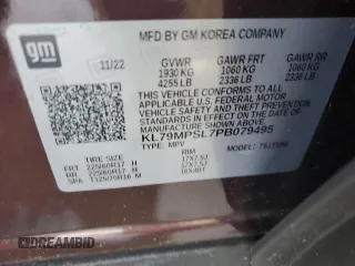 2023 Chevrolet TrailBlazer LT with VIN KL79MPSL7PB079495, listed as a Copart auction lot 43340585 with Not Provided miles and Salvage Title. Bid and sale history available at DreamBid. Image 13.