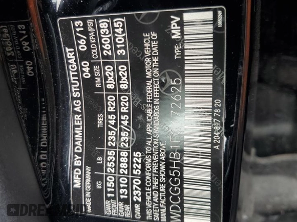 2014 Mercedes-Benz GLK 350 with VIN WDCGG5HB1EG172625, listed as a Copart auction lot 76698554 with 134,797 mi miles and Salvage Title. Bid and sale history available at DreamBid. Image 14.