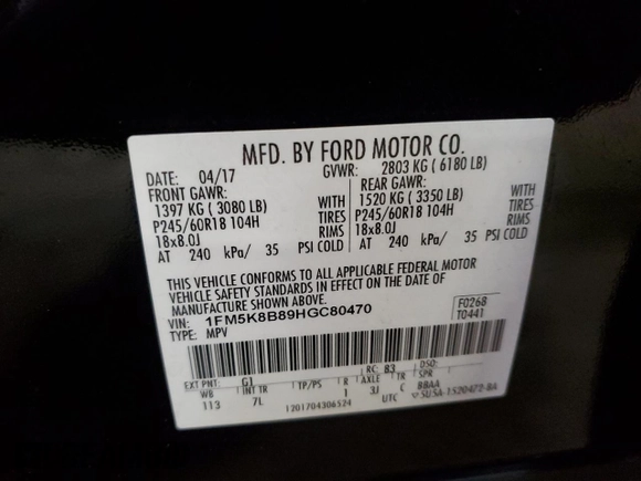 2017 Ford Explorer z VIN 1FM5K8B89HGC80470, wystawiony jako Copart lot #54629375 z przebiegiem 112 211 mil mil oraz Szkoda całkowita • Salvage title. Historia ofert i sprzedaży dostępna na DreamBid. Obrazek 13.