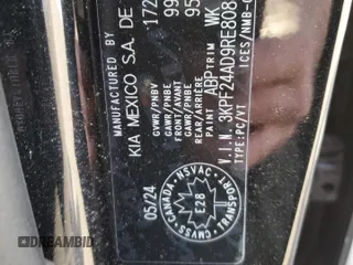 2024 Kia Forte LX with VIN 3KPF24AD9RE808865, listed as a Copart auction lot 51782695 with 42,831 mi miles and Salvage Title. Bid and sale history available at carsss.com. Image 12.