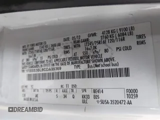 2012 Ford Econoline Passenger XL с VIN 1FBSS3BL6CDA99369, выставлен на аукционе IAAI как лот 42749568 с пробегом 189 200 миль миль и . История ставок и продаж доступна на DreamBid. Изображение 9.