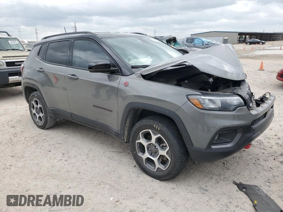 2022 Jeep Compass Trailhawk with VIN 3C4NJDDBXNT231276, listed as a Copart auction lot 55290785 with 20,814 mi miles and Salvage title. Bid and sale history available at DreamBid. Image 4.