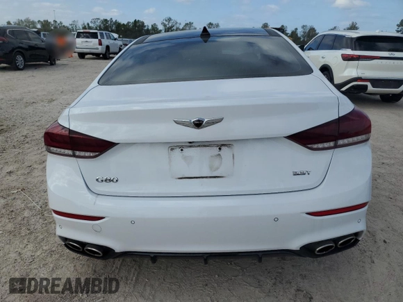 2018 Genesis G80 3.3T Sport with VIN KMHGN4JB3JU229172, listed as a Copart auction lot 79942754 with 106,202 mi miles and Salvage Title. Bid and sale history available at carsss.com. Image 6.