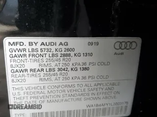 2020 Audi SQ5 Premium Plus with VIN WA1B4AFY1L2023175, listed as a Copart auction lot 45053424 with 54,170 mi miles and Salvage Title. Bid and sale history available at DreamBid. Image 14.