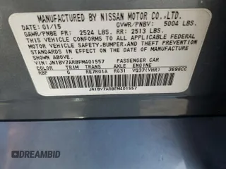 2015 Infiniti Q50 Premium with VIN JN1BV7AR8FM401557, listed as a Copart auction lot 54860485 with 71,214 mi miles and Salvage title. Bid and sale history available at DreamBid. Image 12.
