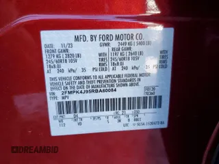 2024 Ford Edge SEL with VIN 2FMPK4J95RBA60084, listed as a Copart auction lot 47379095 with 4,002 mi miles and Salvage Title. Bid and sale history available at carsss.com. Image 13.