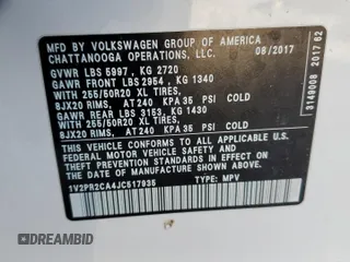 2018 Volkswagen Atlas SE z VIN 1V2PR2CA4JC517935, wystawiony jako Copart lot #49287465 z przebiegiem 88 907 mil mil oraz Szkoda całkowita • Salvage title. Historia ofert i sprzedaży dostępna na DreamBid. Obrazek 14.