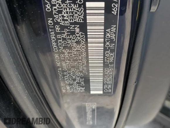2006 Lexus SC 430 with VIN JTHFN48Y869009237, listed as a Copart auction lot 59253885 with 149,087 mi miles and Salvage title. Bid and sale history available at DreamBid. Image 12.