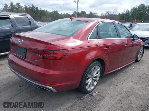 2019 Audi A4 Premium Plus z VIN WAUENAF49KN004753, wystawiony jako IAAI lot #42012315 z przebiegiem 105 208 mil mil oraz . Historia ofert i sprzedaży dostępna na DreamBid. Obrazek 4.