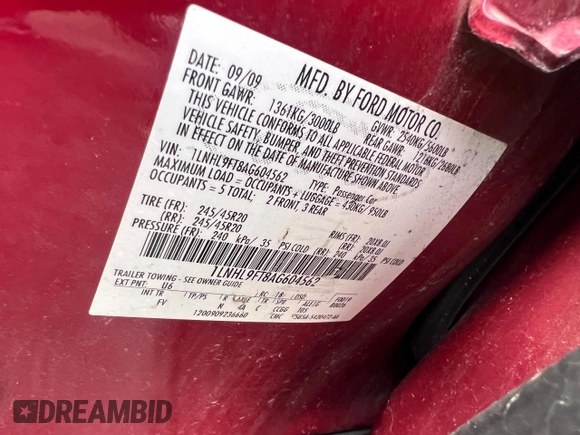 2010 Lincoln MKS EcoBoost with VIN 1LNHL9FT8AG604562, listed as a Copart auction lot 53880395 with 125,178 mi miles and Clean Title. Bid and sale history available at DreamBid. Image 10.