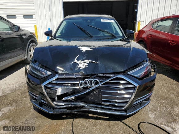 2019 Audi A8 L with VIN WAU8DAF88KN011860, listed as a Copart auction lot 48311395 with 45,606 mi miles and Salvage Title. Bid and sale history available at carsss.com. Image 5.