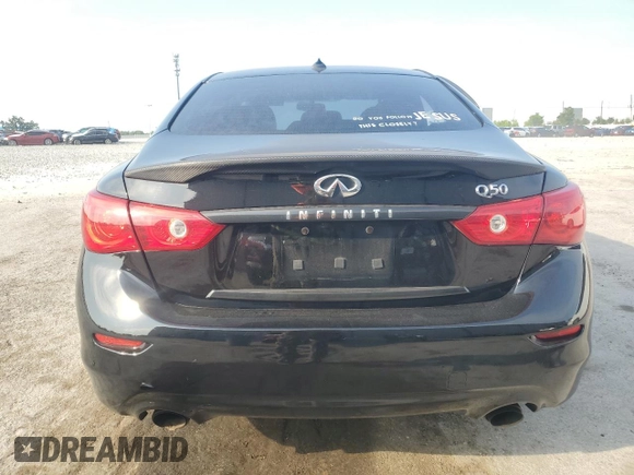 2014 Infiniti Q50 Hybrid Premium z VIN JN1AV7AP7EM690200, wystawiony jako Copart lot #57502835 z przebiegiem 144 447 mil mil oraz Nie do naprawy. Historia ofert i sprzedaży dostępna na DreamBid. Obrazek 6.