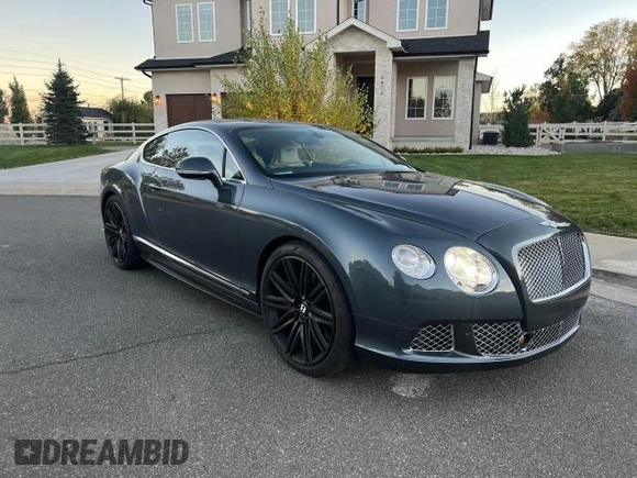 2013 Bentley Continental GT with VIN SCBFC7ZA0DC082776, listed as a Copart auction lot 77605124 with 22,533 mi miles and Clean Title. Bid and sale history available at DreamBid. Image 1.