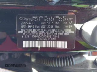 2011 Hyundai Genesis with VIN KMHGC4DF0BU114549, listed as a IAAI auction lot 41824114 with 142,970 mi miles. Bid and sale history available at carsss.com. Image 9.