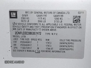 2011 Chevrolet Equinox LS z VIN 2CNFLCEC5B6367472, wystawiony jako IAAI lot #42359649 z przebiegiem 188 486 mil mil oraz . Historia ofert i sprzedaży dostępna na DreamBid. Obrazek 9.