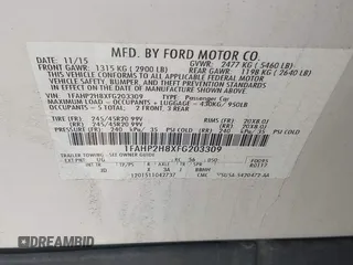 2015 Ford Taurus SEL with VIN 1FAHP2H8XFG203309, listed as a IAAI auction lot 42598215 with 163,190 mi miles and . Bid and sale history available at DreamBid. Image 9.