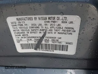2014 Infiniti Q50 Sport with VIN JN1BV7AR4EM693478, listed as a IAAI auction lot 41882549 with 190,011 mi miles and . Bid and sale history available at carsss.com. Image 9.