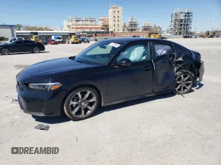 2025 Honda Civic Sedan Hybrid Sport with VIN 2HGFE4F84SH316145, listed as a Copart auction lot 47759655 with 2,209 mi miles and Salvage Title. Bid and sale history available at carsss.com. Image 1.