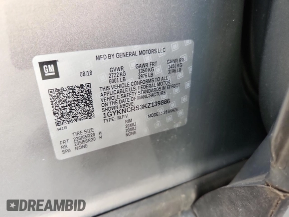 2019 Cadillac XT5 Luxury FWD z VIN 1GYKNCRS3KZ139886, wystawiony jako Copart lot #62167155 z przebiegiem 96 251 mil mil oraz Szkoda całkowita • Salvage title. Historia ofert i sprzedaży dostępna na DreamBid. Obrazek 13.