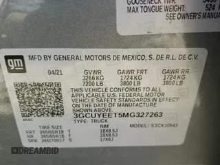 2021 Chevrolet Silverado 1500 RST with VIN 3GCUYEET5MG327263, listed as a Copart auction lot 46792385 with 46,082 mi miles and Salvage Title. Bid and sale history available at carsss.com. Image 13.