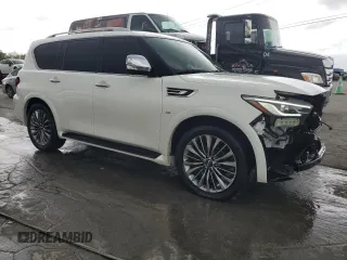 2018 Infiniti QX80 with VIN JN8AZ2NE9J9191221, listed as a Copart auction lot 52523615 with 114,002 mi miles and Salvage Title. Bid and sale history available at carsss.com. Image 4.