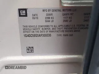2010 Buick LaCrosse CXL with VIN 1G4GC5EG5AF309336, listed as a IAAI auction lot 41905579 with 90,137 mi miles. Bid and sale history available at carsss.com. Image 9.