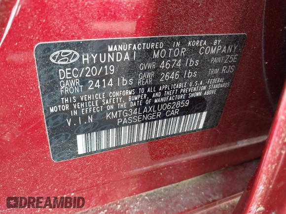 2020 Genesis G70 2.0T z VIN KMTG34LAXLU062859, wystawiony jako IAAI lot #41949979 z przebiegiem 16 628 mil mil oraz . Historia ofert i sprzedaży dostępna na DreamBid. Obrazek 9.
