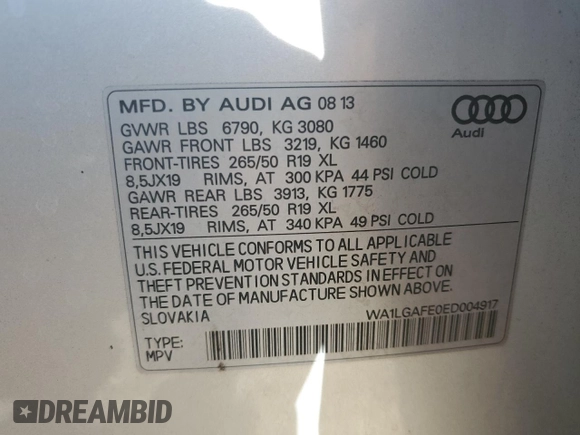 2014 Audi Q7 3.0T Premium Plus with VIN WA1LGAFE0ED004917, listed as a Copart auction lot 51525705 with 157,036 mi miles and Salvage Title. Bid and sale history available at carsss.com. Image 15.