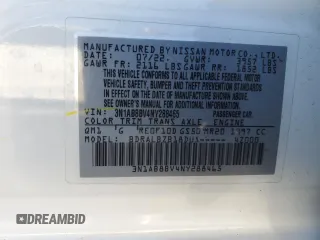 2022 Nissan Sentra S with VIN 3N1AB8BV4NY288465, listed as a Copart auction lot 49730625 with 41,233 mi miles and Salvage Title. Bid and sale history available at carsss.com. Image 14.
