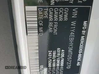 2021 Mercedes-Benz Sprinter Cargo with VIN W1Y4EBHY3MT057270, listed as a Copart auction lot 74331543 with 24,446 mi miles and . Bid and sale history available at carsss.com. Image 13.