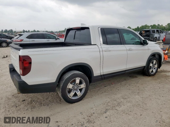 2025 Honda Ridgeline RTL z VIN 5FPYK3F53SB012947, wystawiony jako Copart lot #57884085 z przebiegiem 3 362 mil mil oraz Szkoda całkowita • Salvage title. Historia ofert i sprzedaży dostępna na DreamBid. Obrazek 3.
