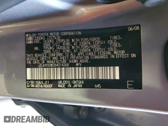 2008 Lexus LX 570 with VIN JTJHY00W284014368, listed as a Copart auction lot 55449945 with 115,564 mi miles and Clean Title. Bid and sale history available at carsss.com. Image 13.