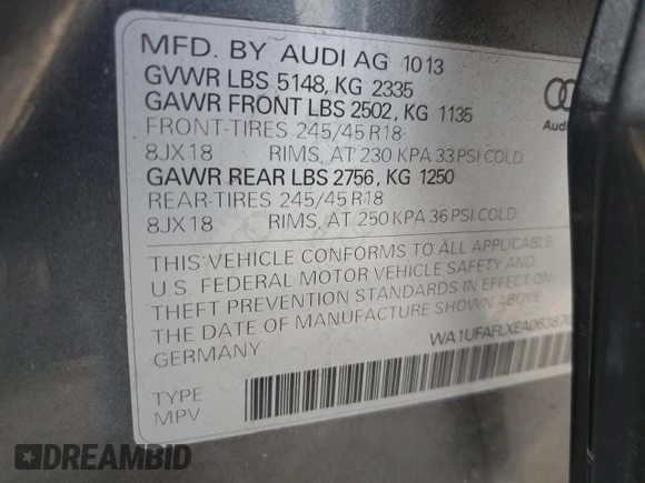 2014 Audi allroad Premium Plus with VIN WA1UFAFLXEA063870, listed as a Copart auction lot 78238674 with 120,536 mi miles and Salvage Title. Bid and sale history available at carsss.com. Image 13.