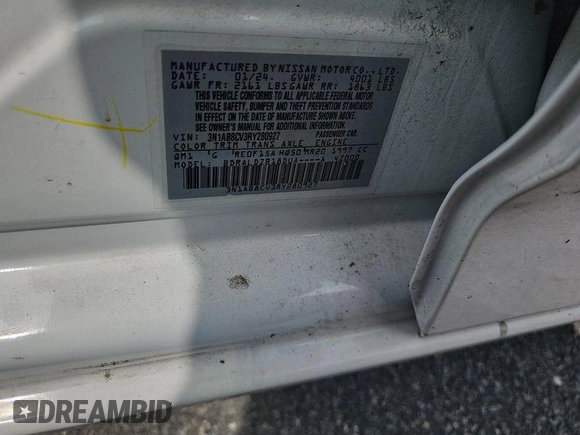 2024 Nissan Sentra SV z VIN 3N1AB8CV3RY280927, wystawiony jako IAAI lot #42809055 z przebiegiem 23 706 mil mil oraz . Historia ofert i sprzedaży dostępna na DreamBid. Obrazek 16.