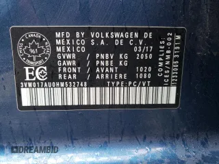 2017 Volkswagen Golf SportWagen S with VIN 3VW017AU0HM532748, listed as a Copart auction lot 48726495 with 0 mi miles and Non Repairable. Bid and sale history available at carsss.com. Image 13.