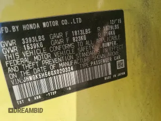 2016 Honda Fit LX with VIN JHMGK5H56GX020324, listed as a Copart auction lot 51052735 with 142,424 mi miles and Salvage Title. Bid and sale history available at carsss.com. Image 15.