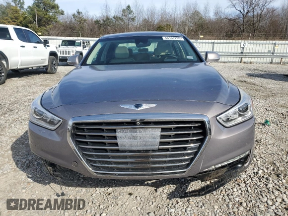 2018 Genesis G90 5.0L Ultimate with VIN KMHG54JH9JU037162, listed as a Copart auction lot 46157295 with 81,409 mi miles and Salvage Title. Bid and sale history available at carsss.com. Image 5.