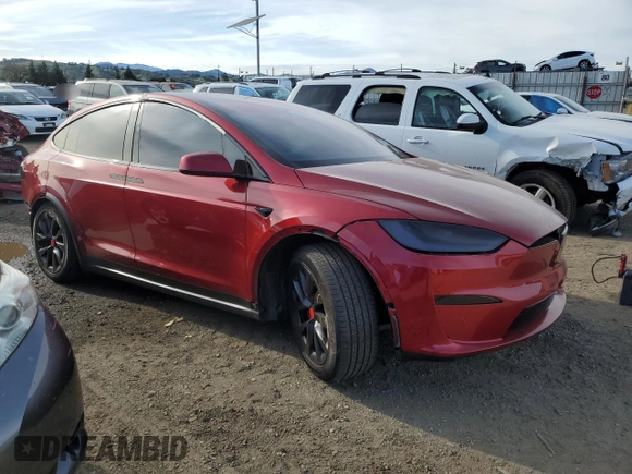 2023 Tesla Model X Plaid with VIN 7SAXCBE62PF427287, listed as a Copart auction lot 47365935 with 17,372 mi miles and Salvage Title. Bid and sale history available at DreamBid. Image 4.