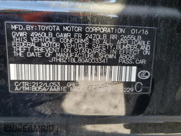 2016 Lexus GS 350 with VIN JTHBZ1BL8GA003341, listed as a Copart auction lot 74082904 with 99,026 mi miles and Salvage Title. Bid and sale history available at carsss.com. Image 13.
