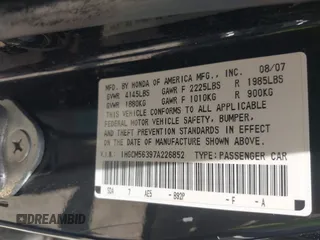 2007 Honda Accord LX SE с VIN 1HGCM56397A226852, выставлен на аукционе IAAI как лот 42577505 с пробегом 203 675 миль миль и . История ставок и продаж доступна на DreamBid. Изображение 9.