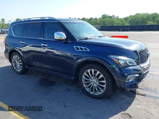 2015 Infiniti QX80 z VIN JN8AZ2NF3F9573034, wystawiony jako IAAI lot #42317361 z przebiegiem 128 959 mil mil oraz . Historia ofert i sprzedaży dostępna na DreamBid. Obrazek 1.