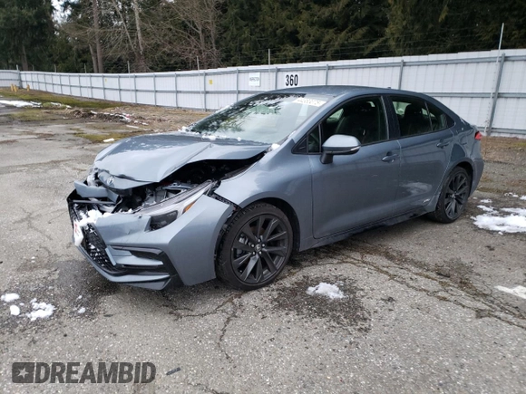 2023 Toyota Corolla Hybrid LE with VIN JTDBDMHE9P3005744, listed as a Copart auction lot 44383075 with 19,528 mi miles and Salvage Title. Bid and sale history available at carsss.com. Image 1.
