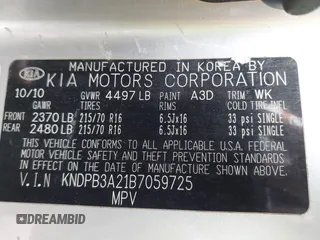 2011 Kia Sportage LX with VIN KNDPB3A21B7059725, listed as a IAAI auction lot 41814298 with 178,023 mi miles and . Bid and sale history available at carsss.com. Image 9.