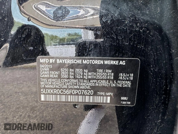 2015 BMW X5 xDrive35i z VIN 5UXKR0C56F0P07620, wystawiony jako Copart lot #59044735 z przebiegiem 224 351 mil mil oraz Czysty tytuł • Clean title. Historia ofert i sprzedaży dostępna na DreamBid. Obrazek 10.