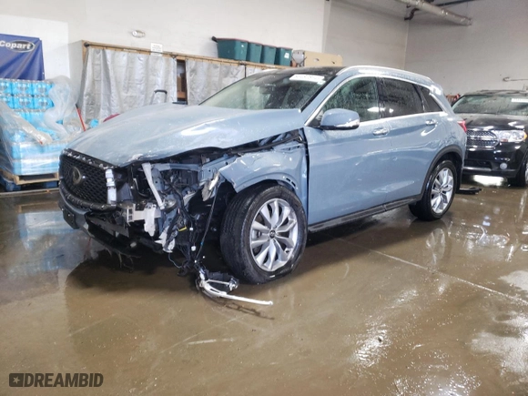 2022 Infiniti QX50 LUXE with VIN 3PCAJ5BB1NF113221, listed as a Copart auction lot 83482814 with 29,274 mi miles and Salvage Title. Bid and sale history available at carsss.com. Image 1.
