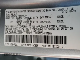 2021 Toyota Tacoma SR с VIN 3TMCZ5AN1MM440032, выставлен на аукционе Copart как лот 56972895 с пробегом 41 029 миль миль и Списание • Salvage title. История ставок и продаж доступна на DreamBid. Изображение 12.