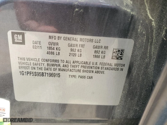 2011 Chevrolet Cruze LT w/1LT with VIN 1G1PF5S95B7196915, listed as a Copart auction lot 51016585 with 132,551 mi miles and Salvage Title. Bid and sale history available at carsss.com. Image 13.