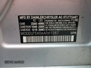 2006 Mercedes-Benz CLS 500 with VIN WDDDJ75X06A061287, listed as a Copart auction lot 54863095 with 74,200 mi miles and Salvage title. Bid and sale history available at DreamBid. Image 12.