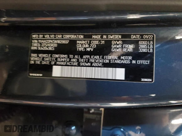 2022 Volvo XC90 Momentum с VIN YV4A22PK5N1829937, выставлен на аукционе Copart как лот 87723975 с пробегом 41 884 миль миль и Списание • Salvage title. История ставок и продаж доступна на DreamBid. Изображение 13.